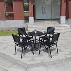 Outdoor Plastic Wood Tables And Chairs Courtyard Garden Leisure Furniture Catering Outdoor Cafe Villa Iron Tables And Chairs