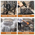 Outdoor Cast Aluminum Tables And Chairs Villa Courtyard Barbecue Tables And Chairs Combination Outdoor Balcony Table Garden Community Cast Aluminum Tables And Chairs