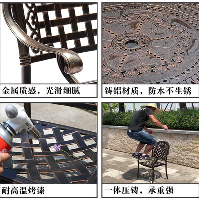 Outdoor Cast Aluminum Table And Chair Combination Outdoor Courtyard Furniture European Iron Leisure Garden Balcony Table And Chair 35 Piece Set