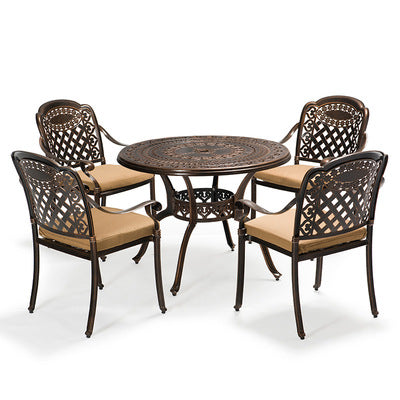 Outdoor Cast Aluminum Table And Chair Combination Outdoor Courtyard Furniture European Iron Leisure Garden Balcony Table And Chair 35 Piece Set