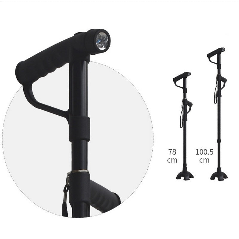 Multi functional folding double handle elderly crutches aluminum alloy with light elderly walking stick four legged walking stick