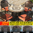 Outdoor Cast Aluminum Table And Chair Combination Outdoor Courtyard Furniture European Iron Leisure Garden Balcony Table And Chair 35 Piece Set