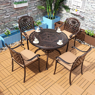 Outdoor Cast Aluminum Table And Chair Combination Outdoor Courtyard Furniture European Iron Leisure Garden Balcony Table And Chair 35 Piece Set