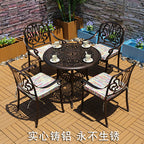 Outdoor Cast Aluminum Table And Chair Combination Outdoor Courtyard Furniture European Iron Leisure Garden Balcony Table And Chair 35 Piece Set