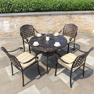 Outdoor Cast Aluminum Table And Chair Combination Outdoor Courtyard Furniture European Iron Leisure Garden Balcony Table And Chair 35 Piece Set