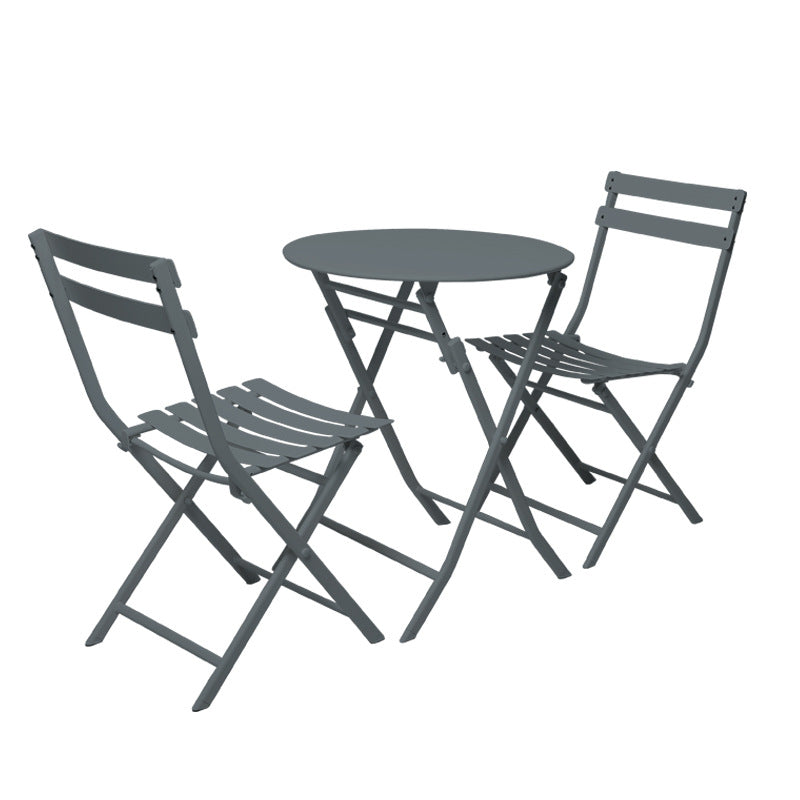 Minimlist Outdoor Folding Iron Chairs and Table Set