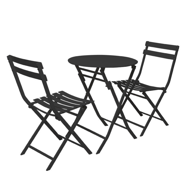 Minimlist Outdoor Folding Iron Chairs and Table Set