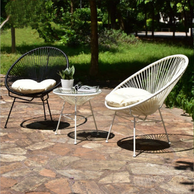 Nordic Outdoor Rattan Chair Three Piece Set Outdoor Balcony Leisure Iron Rattan Chair Tea Table Combination