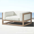 Outdoor Nordic Sofa Hotel Terrace Living Room Leisure Aluminum Alloy Soft Wood Grain Sofa Tea Table Combination