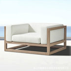 Outdoor Nordic Sofa Hotel Terrace Living Room Leisure Aluminum Alloy Soft Wood Grain Sofa Tea Table Combination
