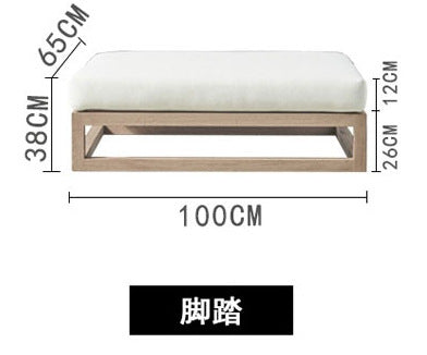 Outdoor Nordic Sofa Hotel Terrace Living Room Leisure Aluminum Alloy Soft Wood Grain Sofa Tea Table Combination