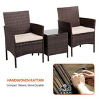 3 Pieces PE Rattan Chairs and Table Set
