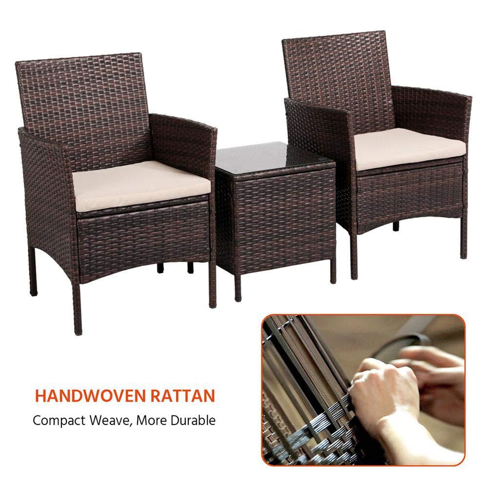3 Pieces PE Rattan Chairs and Table Set