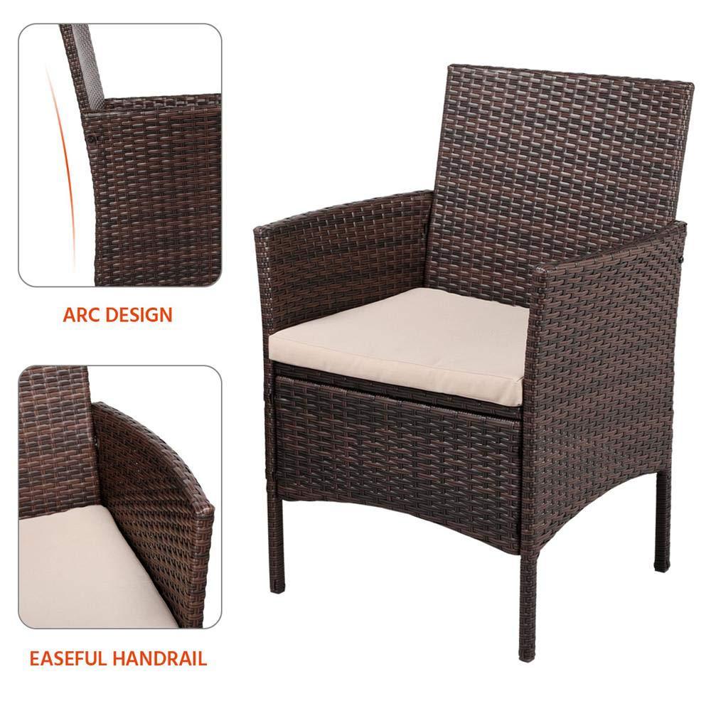 3 Pieces PE Rattan Chairs and Table Set