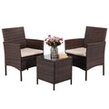 3 Pieces PE Rattan Chairs and Table Set