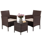 3 Pieces PE Rattan Chairs and Table Set
