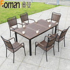 Auman Outdoor Tables And Chairs Courtyard Open Balcony Coffee Outdoor Anti-corrosion Wood Aluminum Alloy Plastic Wood Garden Tables And Chairs