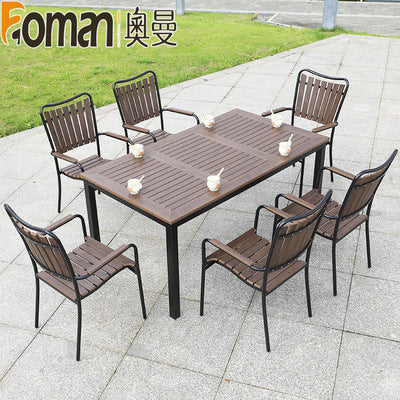 Auman Outdoor Tables And Chairs Courtyard Open Balcony Coffee Outdoor Anti-corrosion Wood Aluminum Alloy Plastic Wood Garden Tables And Chairs