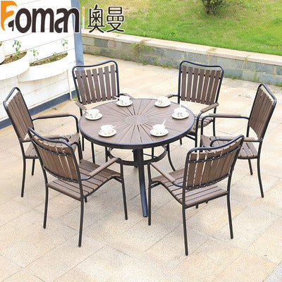 Auman Outdoor Tables And Chairs Courtyard Open Balcony Coffee Outdoor Anti-corrosion Wood Aluminum Alloy Plastic Wood Garden Tables And Chairs