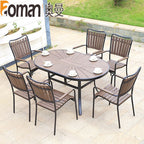 Auman Outdoor Tables And Chairs Courtyard Open Balcony Coffee Outdoor Anti-corrosion Wood Aluminum Alloy Plastic Wood Garden Tables And Chairs