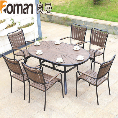Auman Outdoor Tables And Chairs Courtyard Open Balcony Coffee Outdoor Anti-corrosion Wood Aluminum Alloy Plastic Wood Garden Tables And Chairs