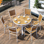 Auman Outdoor Tables And Chairs Courtyard Open Balcony Coffee Outdoor Anti-corrosion Wood Aluminum Alloy Plastic Wood Garden Tables And Chairs