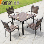 Auman Outdoor Tables And Chairs Courtyard Open Balcony Coffee Outdoor Anti-corrosion Wood Aluminum Alloy Plastic Wood Garden Tables And Chairs