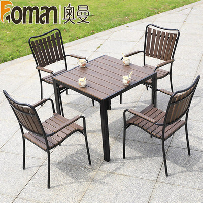 Auman Outdoor Tables And Chairs Courtyard Open Balcony Coffee Outdoor Anti-corrosion Wood Aluminum Alloy Plastic Wood Garden Tables And Chairs