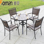 Auman Outdoor Tables And Chairs Courtyard Open Balcony Coffee Outdoor Anti-corrosion Wood Aluminum Alloy Plastic Wood Garden Tables And Chairs