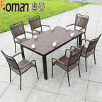 Auman Outdoor Tables And Chairs Courtyard Open Balcony Coffee Outdoor Anti-corrosion Wood Aluminum Alloy Plastic Wood Garden Tables And Chairs