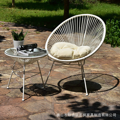 Nordic Outdoor Rattan Chair Three Piece Set Outdoor Balcony Leisure Iron Rattan Chair Tea Table Combination