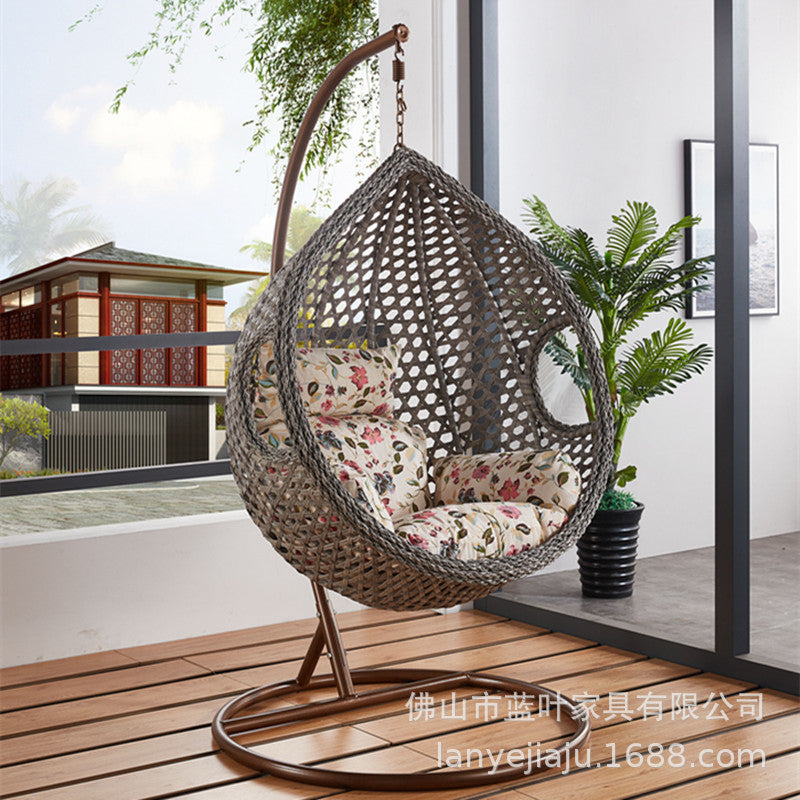 Outdoor Leisure Courtyard Bird's Nest Hanging Basket Imitation Rattan Single Drop Hammock Rattan Swing Rocking Chair Indoor Balcony