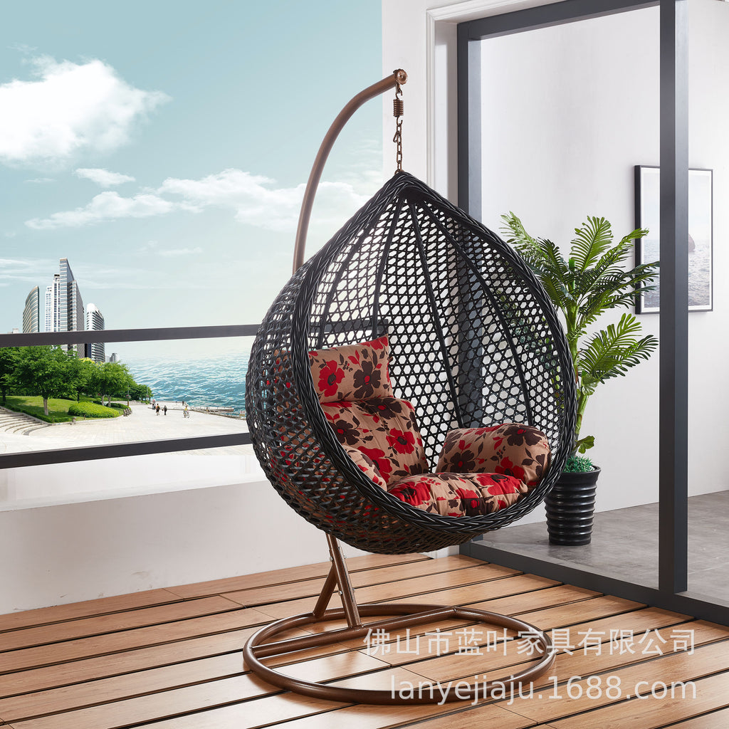 Outdoor Leisure Courtyard Bird's Nest Hanging Basket Imitation Rattan Single Drop Hammock Rattan Swing Rocking Chair Indoor Balcony