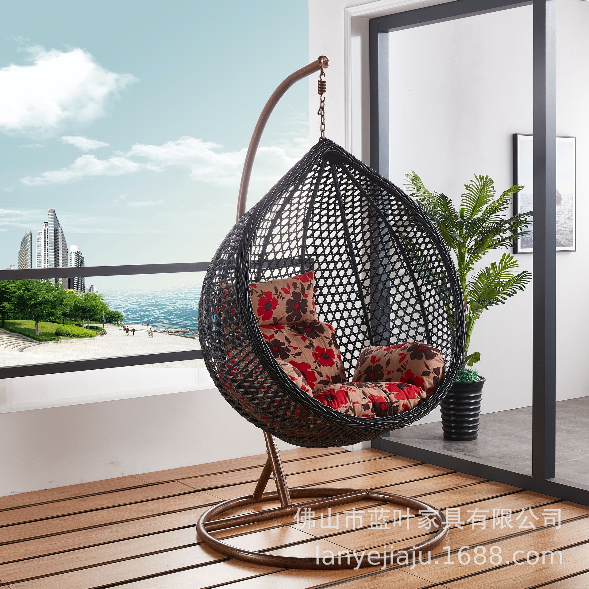 Outdoor Leisure Courtyard Bird's Nest Hanging Basket Imitation Rattan Single Drop Hammock Rattan Swing Rocking Chair Indoor Balcony