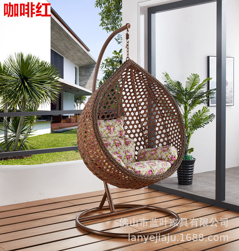 Outdoor Leisure Courtyard Bird's Nest Hanging Basket Imitation Rattan Single Drop Hammock Rattan Swing Rocking Chair Indoor Balcony