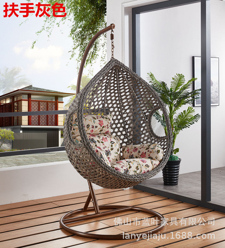 Outdoor Leisure Courtyard Bird's Nest Hanging Basket Imitation Rattan Single Drop Hammock Rattan Swing Rocking Chair Indoor Balcony