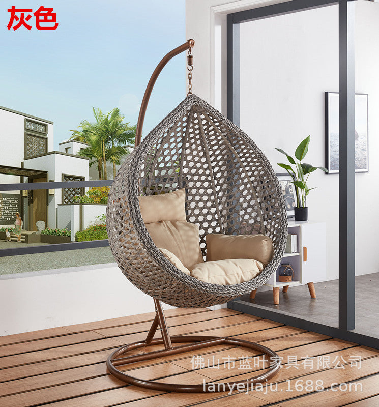 Outdoor Leisure Courtyard Bird's Nest Hanging Basket Imitation Rattan Single Drop Hammock Rattan Swing Rocking Chair Indoor Balcony