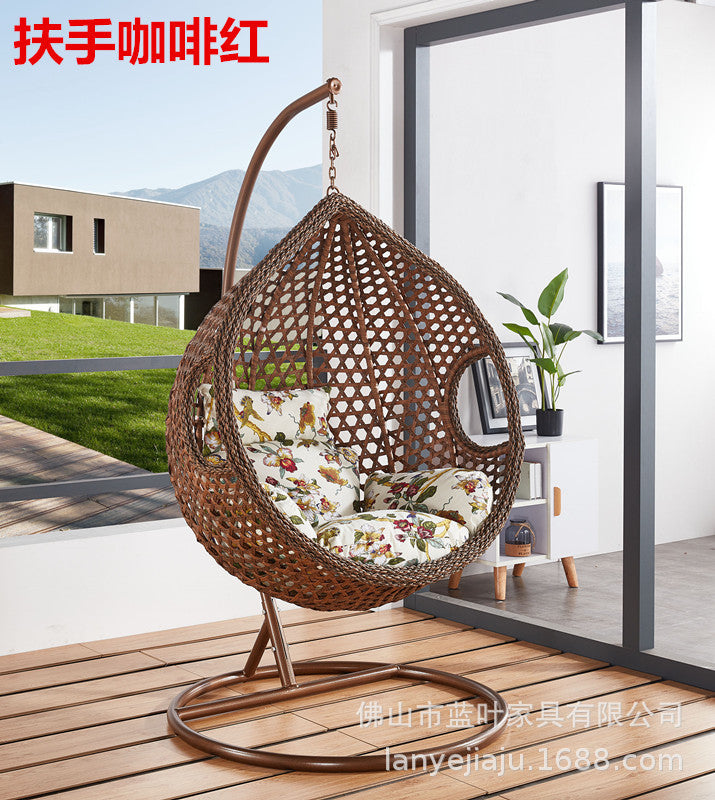 Outdoor Leisure Courtyard Bird's Nest Hanging Basket Imitation Rattan Single Drop Hammock Rattan Swing Rocking Chair Indoor Balcony