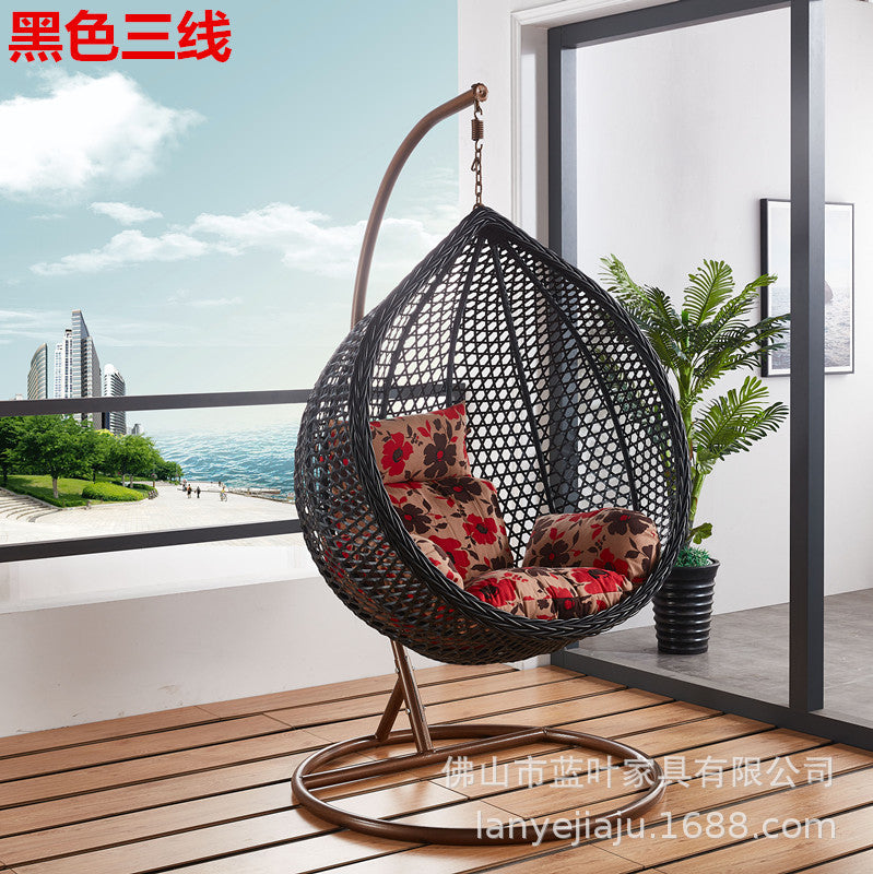 Outdoor Leisure Courtyard Bird's Nest Hanging Basket Imitation Rattan Single Drop Hammock Rattan Swing Rocking Chair Indoor Balcony