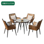 Outdoor Balcony Rattan Chair Combination Suit Rattan Sofa Courtyard Garden Living Room Iron Table And Chair Leisure Rattan Chair