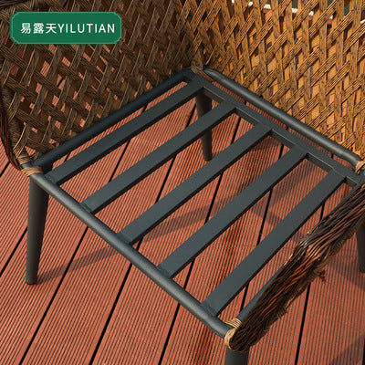 Outdoor Balcony Rattan Chair Combination Suit Rattan Sofa Courtyard Garden Living Room Iron Table And Chair Leisure Rattan Chair