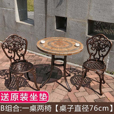 Cast Aluminum Outdoor Combined Tables And Chairs Courtyard Garden Leisure Terrace Balcony Outdoor Tables And Chairs Three Piece Set