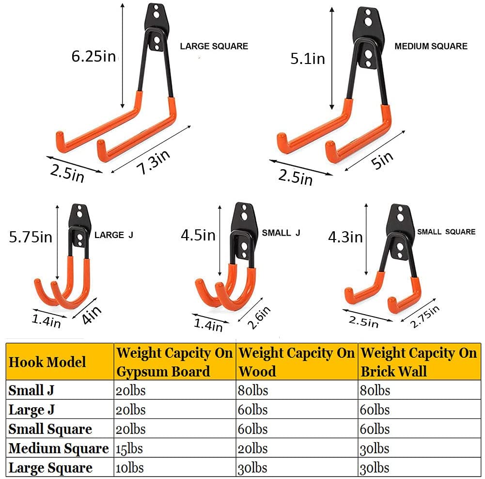 12Pack Max 80lbs Garage Hooks Wall