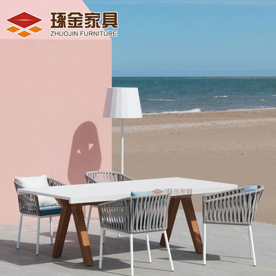 Rattan Table And Chair Combination Villa Hotel Balcony Leisure Single Chair Outdoor Restaurant Table And Chair Rattan Furniture