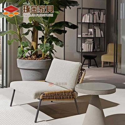 Direct Supply Imitation Rattan Single Chair Living Room Leisure Lazy Sofa Balcony Restaurant Terrace Coffee Table Combination