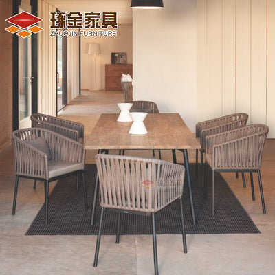 Rattan Table And Chair Combination Villa Hotel Balcony Leisure Single Chair Outdoor Restaurant Table And Chair Rattan Furniture