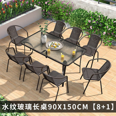 Purple Leaf Outdoor Leisure Table And Chair Combination Courtyard Rattan Chair Outdoor Rectangular Table Outdoor Terrace Chair Garden Table And Chair
