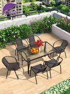 Purple Leaf Outdoor Leisure Table And Chair Combination Courtyard Rattan Chair Outdoor Rectangular Table Outdoor Terrace Chair Garden Table And Chair