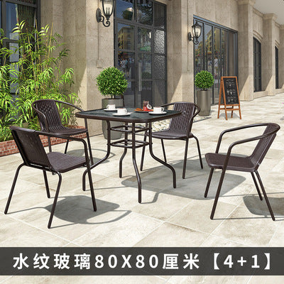 Purple Leaf Outdoor Leisure Table And Chair Combination Courtyard Rattan Chair Outdoor Rectangular Table Outdoor Terrace Chair Garden Table And Chair