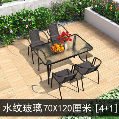 Purple Leaf Outdoor Leisure Table And Chair Combination Courtyard Rattan Chair Outdoor Rectangular Table Outdoor Terrace Chair Garden Table And Chair